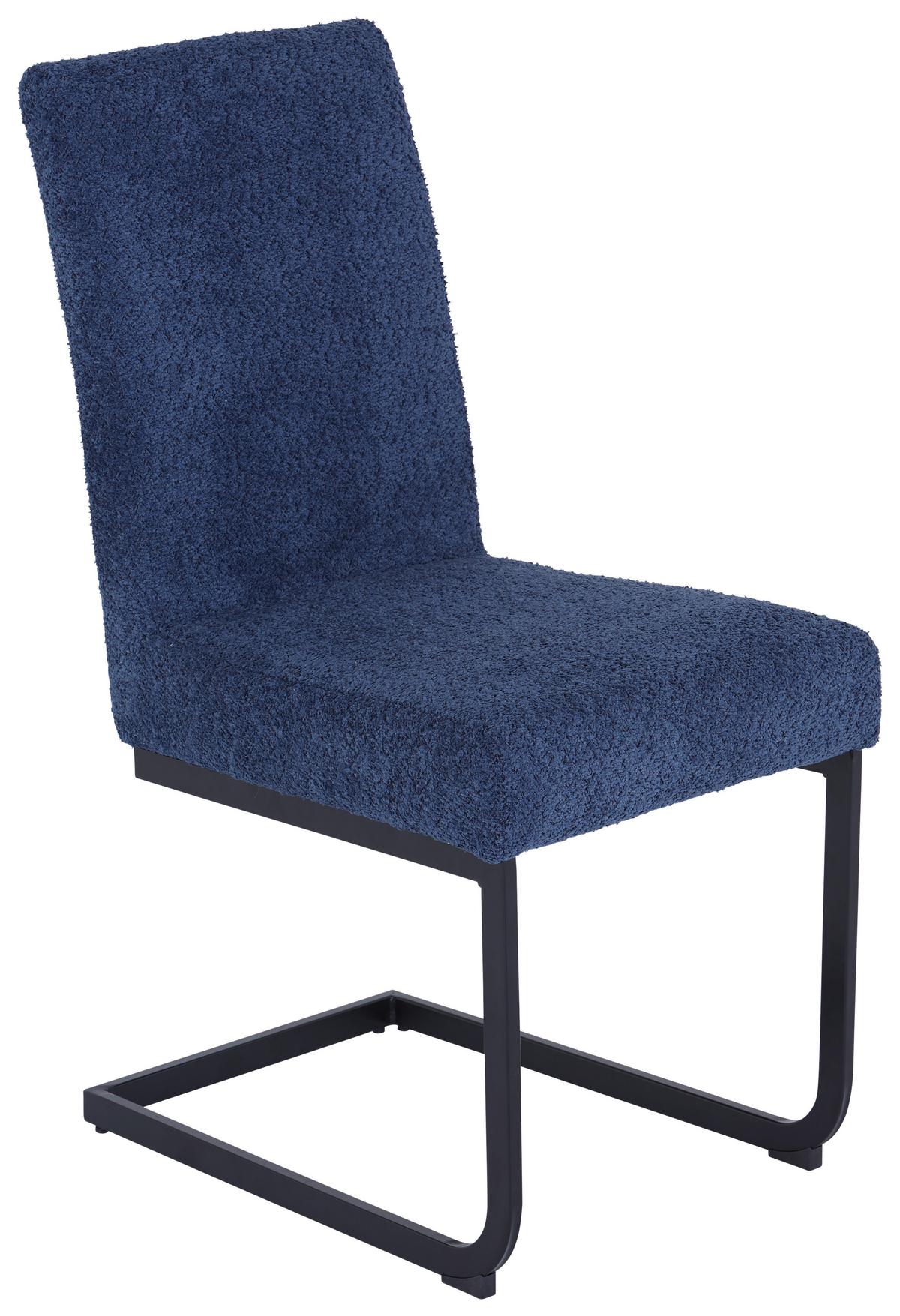 Schwingstuhl Tampa Dunkelblau Gepolstert - Schwarz/Dunkelblau, MODERN, Textil/Metall (46/95/64cm) - MID.YOU