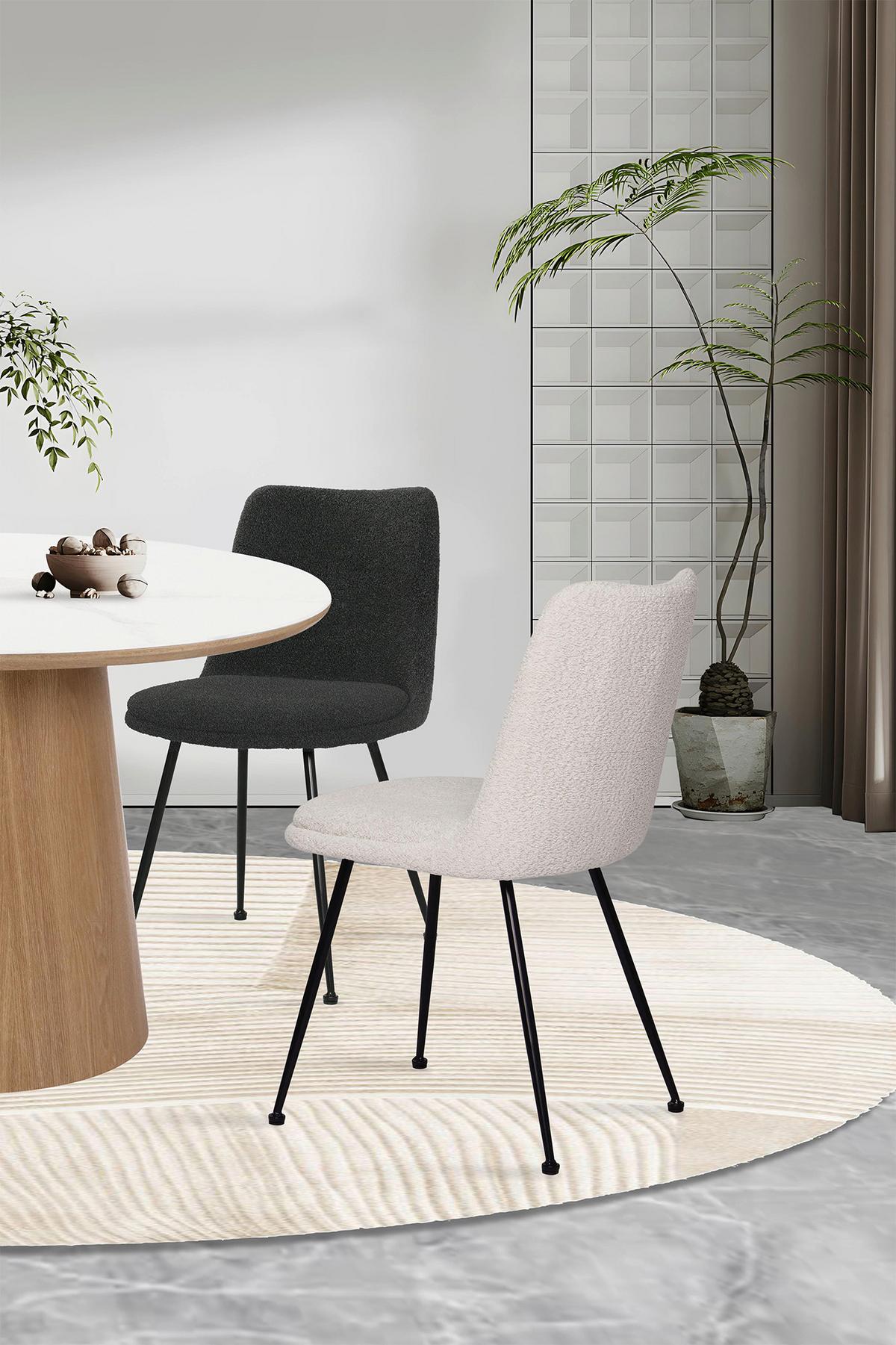 STUHL-SET Schwarz 2-teilig - Schwarz, MODERN, Textil/Metall (58,5/83/46cm) - MID.YOU