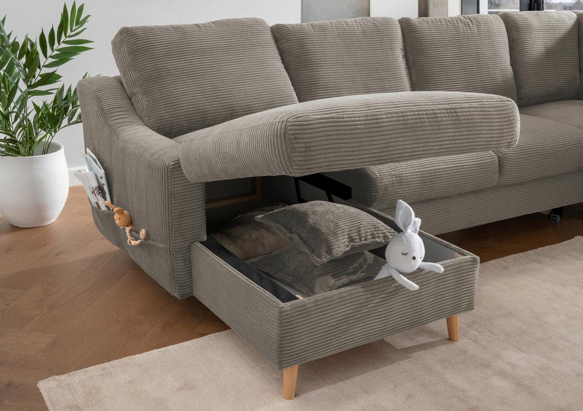 Wohnlandschaft Valentina - Graubraun/Naturfarben, KONVENTIONELL, Textil (150/301/200cm) - P & B