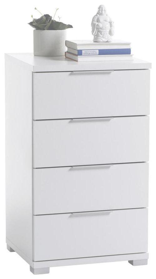 Nočný stolík biela 4 zásuvky - biela/strieborná, Basics (46/79/42cm) - P & B