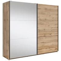 Schwebetürenschrank Tetrix - Klar/Eiche Wotan, MODERN, Glas/Holzwerkstoff (220/195,5/60cm) - MID.YOU