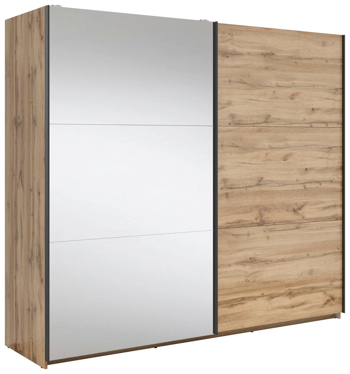 Schwebetürenschrank Tetrix - Klar/Eiche Wotan, MODERN, Glas/Holzwerkstoff (220/195,5/60cm) - MID.YOU