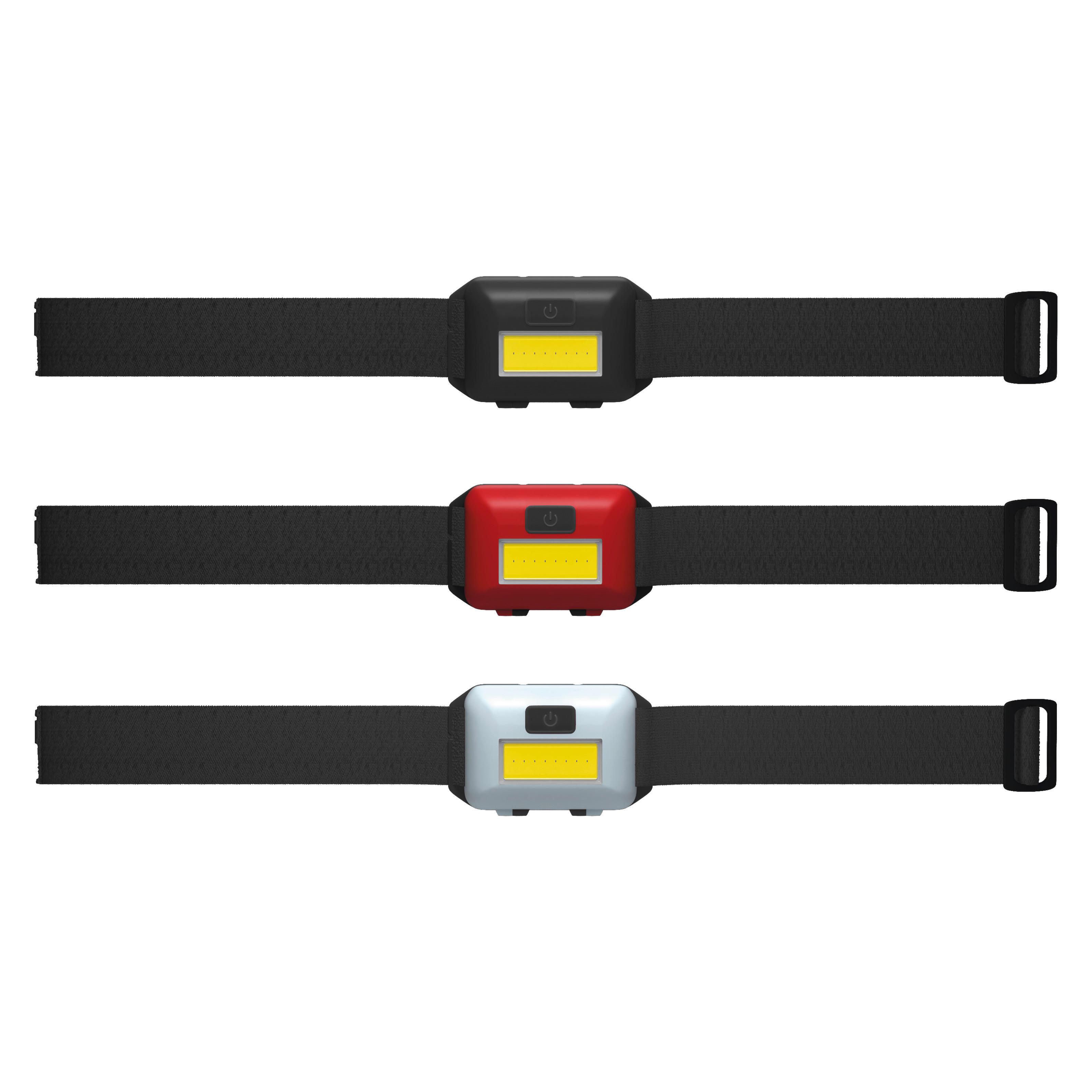 Fejlámpa Cob Led Homloklámpa - fekete/piros, Basics, műanyag (6.1/1.8/4cm)