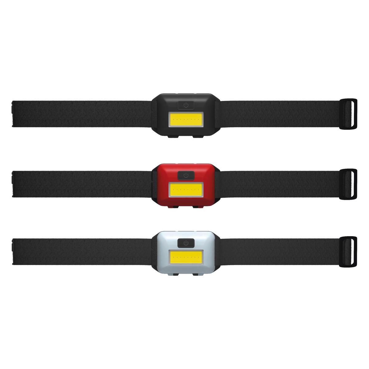 Fejlámpa Cob Led Homloklámpa - fekete/piros, Basics, műanyag (6.1/1.8/4cm)