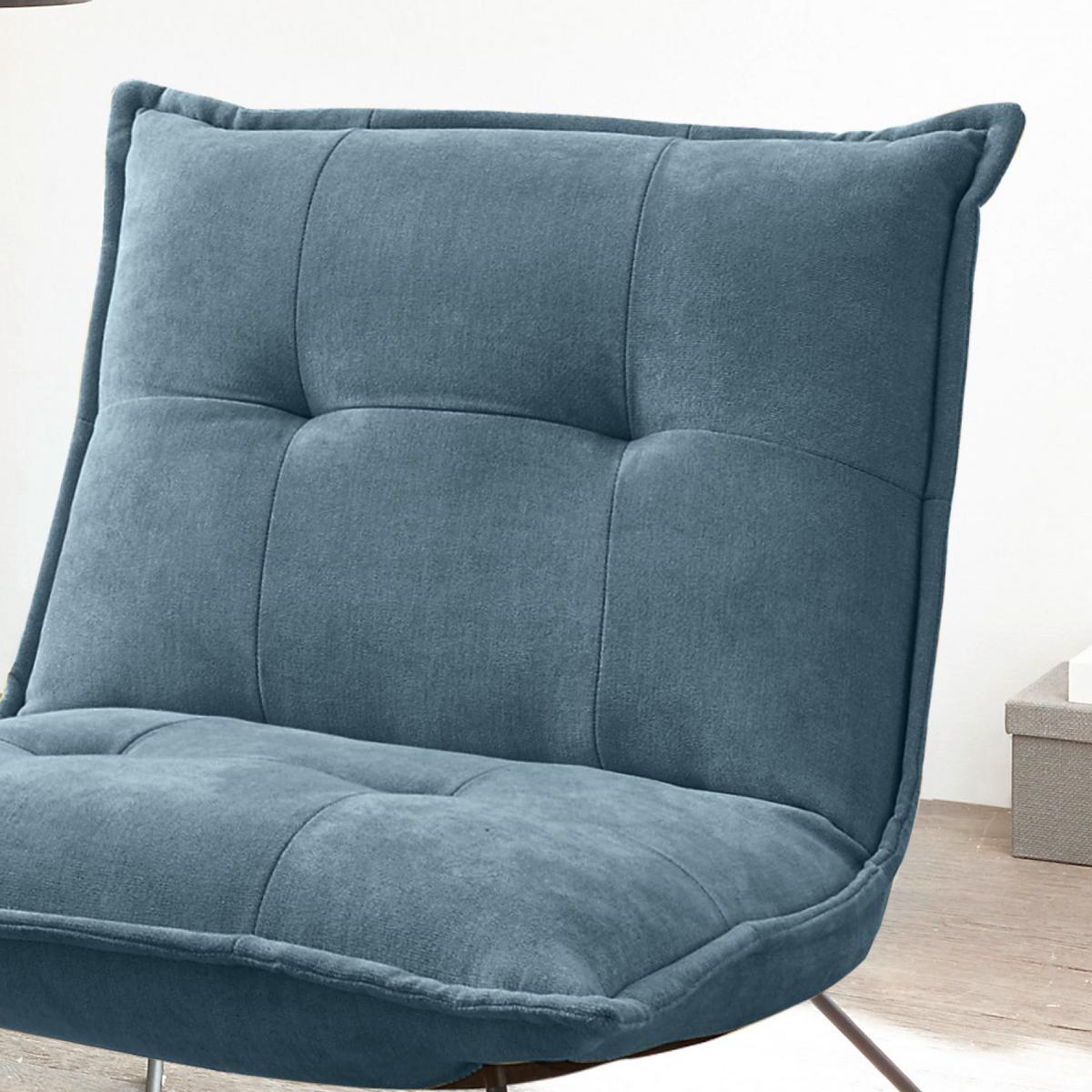 Polstersessel Vico Stoffbezug Denim - Blau/Schwarz, Basics, Textil/Metall (69/76/86cm) - MID.YOU