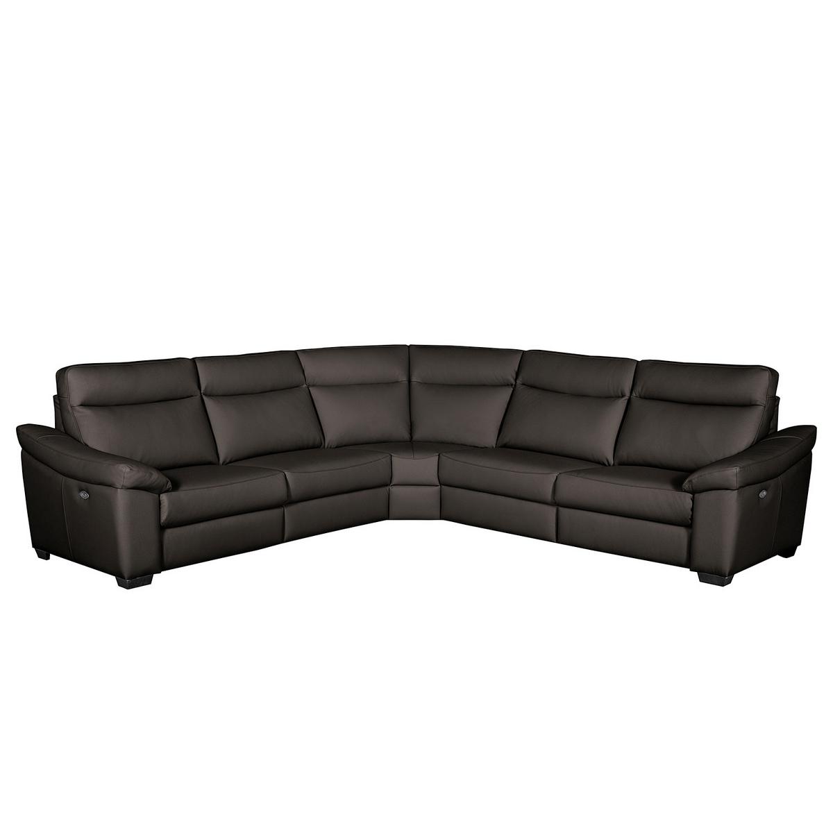 Ecksofa Dakar Braun B: 299x299 Cm - Schwarz/Braun, Design, Leder (299/299cm) - Livetastic