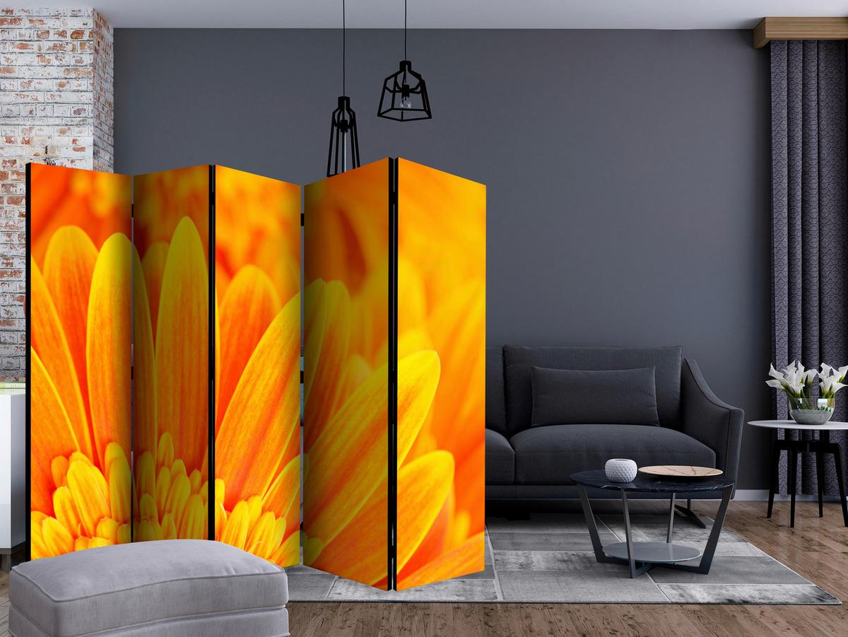 Paravent Gelb Orange B: 225 Cm - Gelb/Orange, Basics, Holz/Textil (225/172/3cm) - artgeist