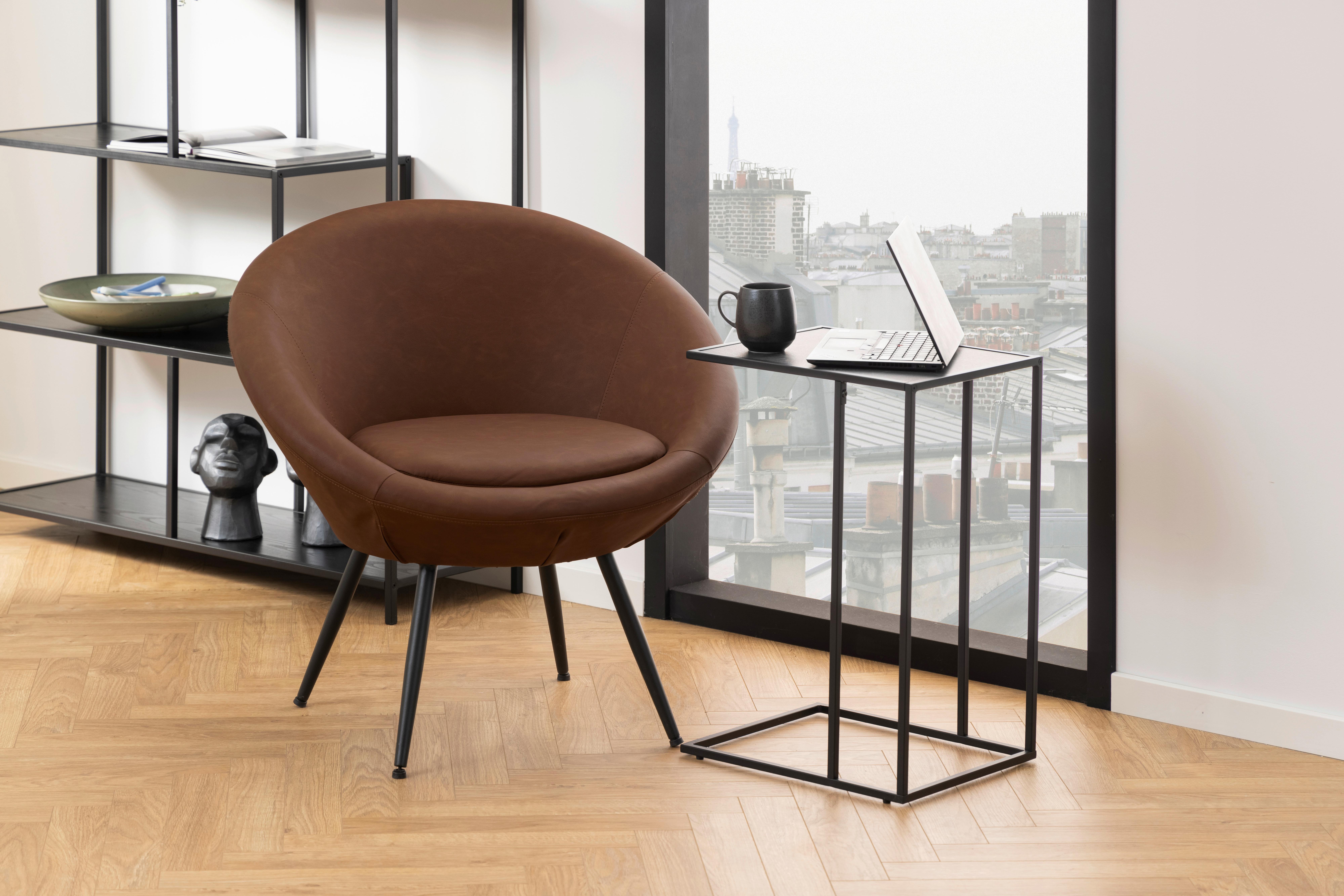 Beistelltisch Infinity - Schwarz, Design, Holzwerkstoff/Metall (43/35/63cm) - MID.YOU
