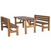 Gartenmöbel Set 3-tlg. Echtholz Kiefer - Braun, KONVENTIONELL, Holz - Siena Garden