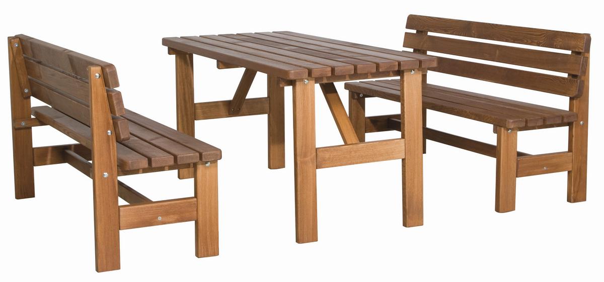 Gartenmöbel Set 3-tlg. Echtholz Kiefer - Braun, KONVENTIONELL, Holz - Siena Garden