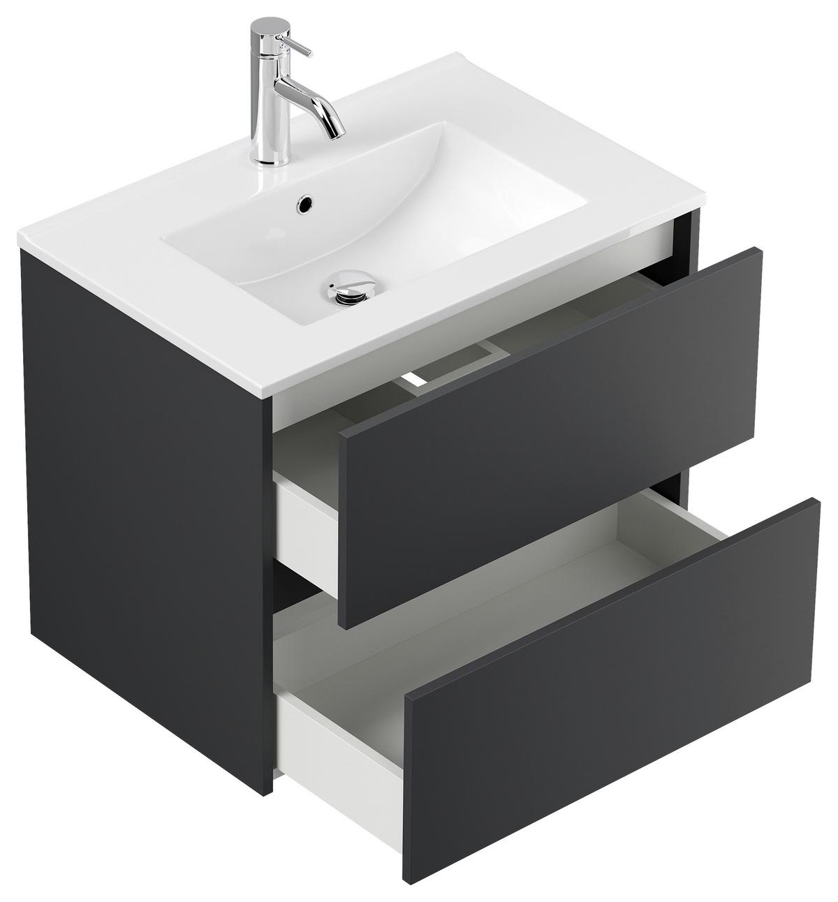 BADEZIMMER Limes, Graphitfarben B: 70 cm - Graphitfarben/Weiß, Basics, Keramik/Holzwerkstoff (70cm) - MID.YOU