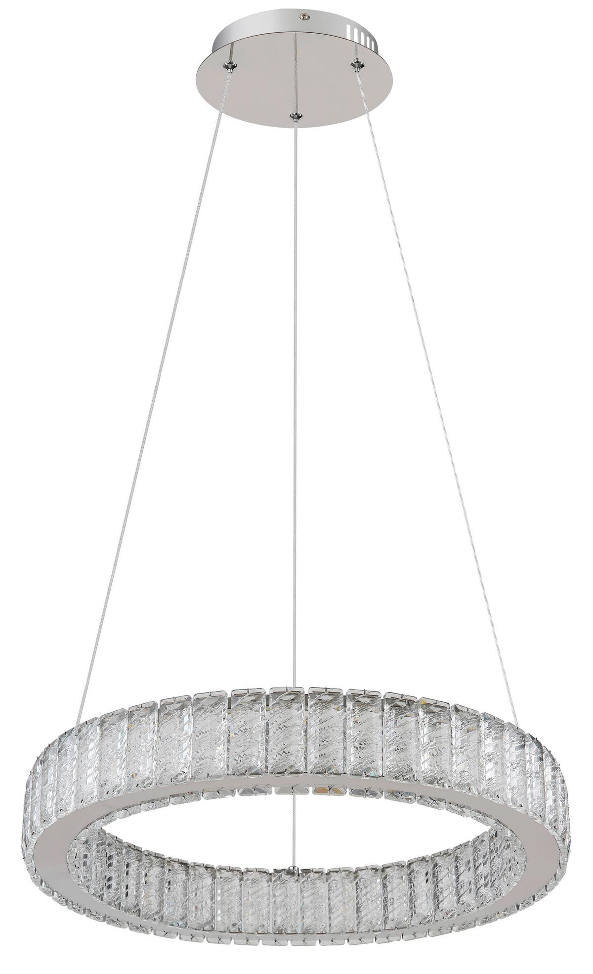 Led Függőlámpa 67162-50 - krómszínű/áttetsző, Design, műanyag/fém (50/120cm) - Globo