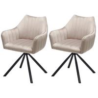 Armlehnstuhl Leila Braun/schwarz 2-Er Set - Beige/Schwarz, LIFESTYLE, Textil/Metall (60/83/59cm) - MID.YOU