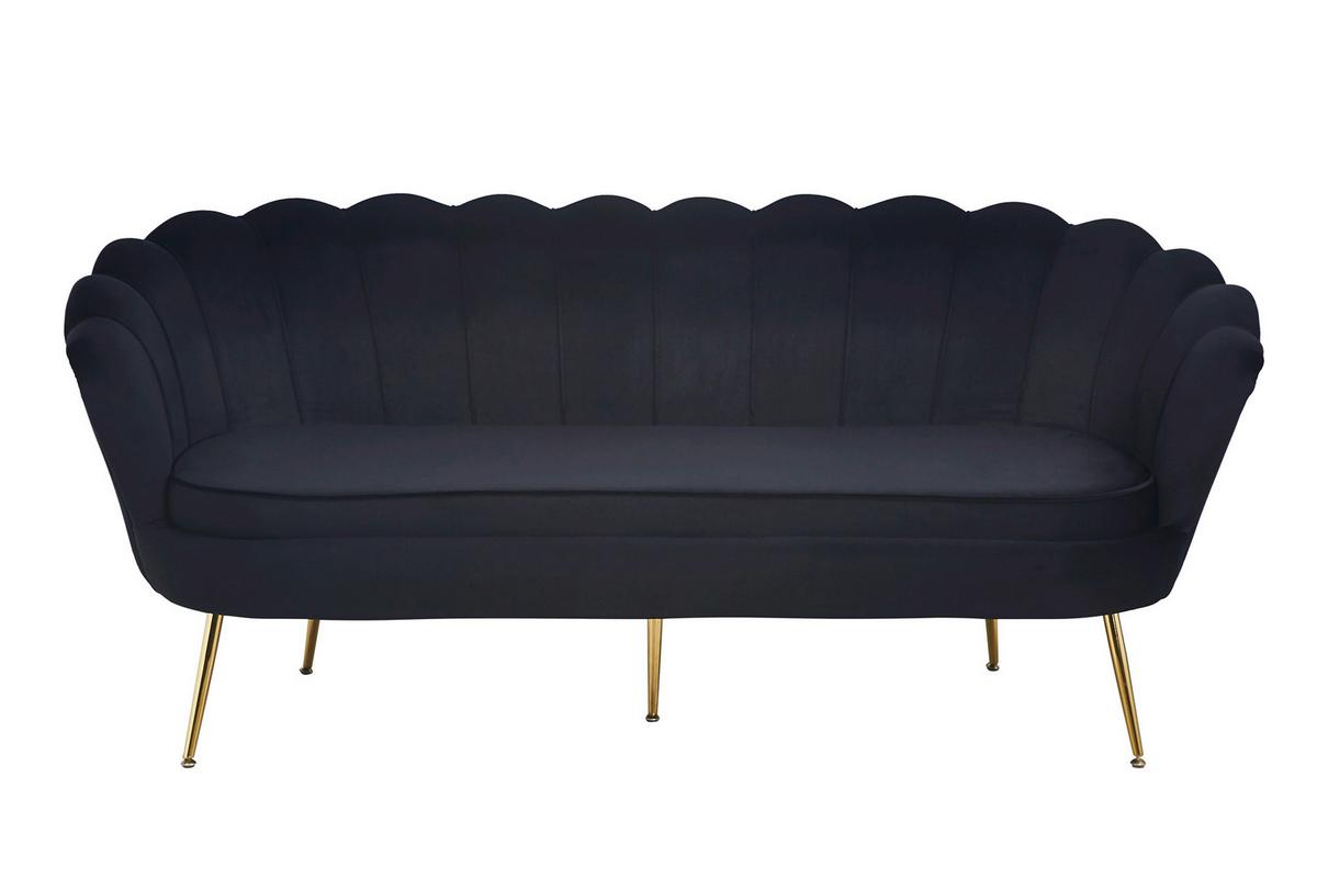 3-sitzer-sofa Schwarz B: 180 Cm - Goldfarben/Schwarz, MODERN, Textil (180/78/76cm) - Livetastic