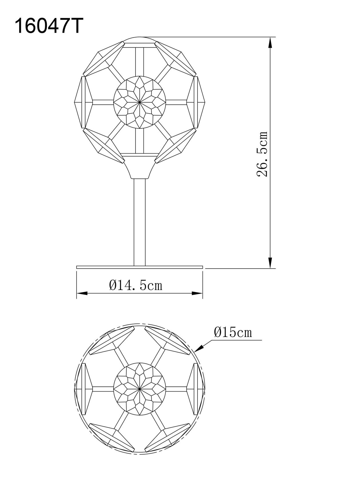 LED-Tischleuchte Virina Klar Schwarz Goldfarben D:15cm - Klar/Goldfarben, KONVENTIONELL, Glas/Kunststoff (15/26,5cm) - Globo
