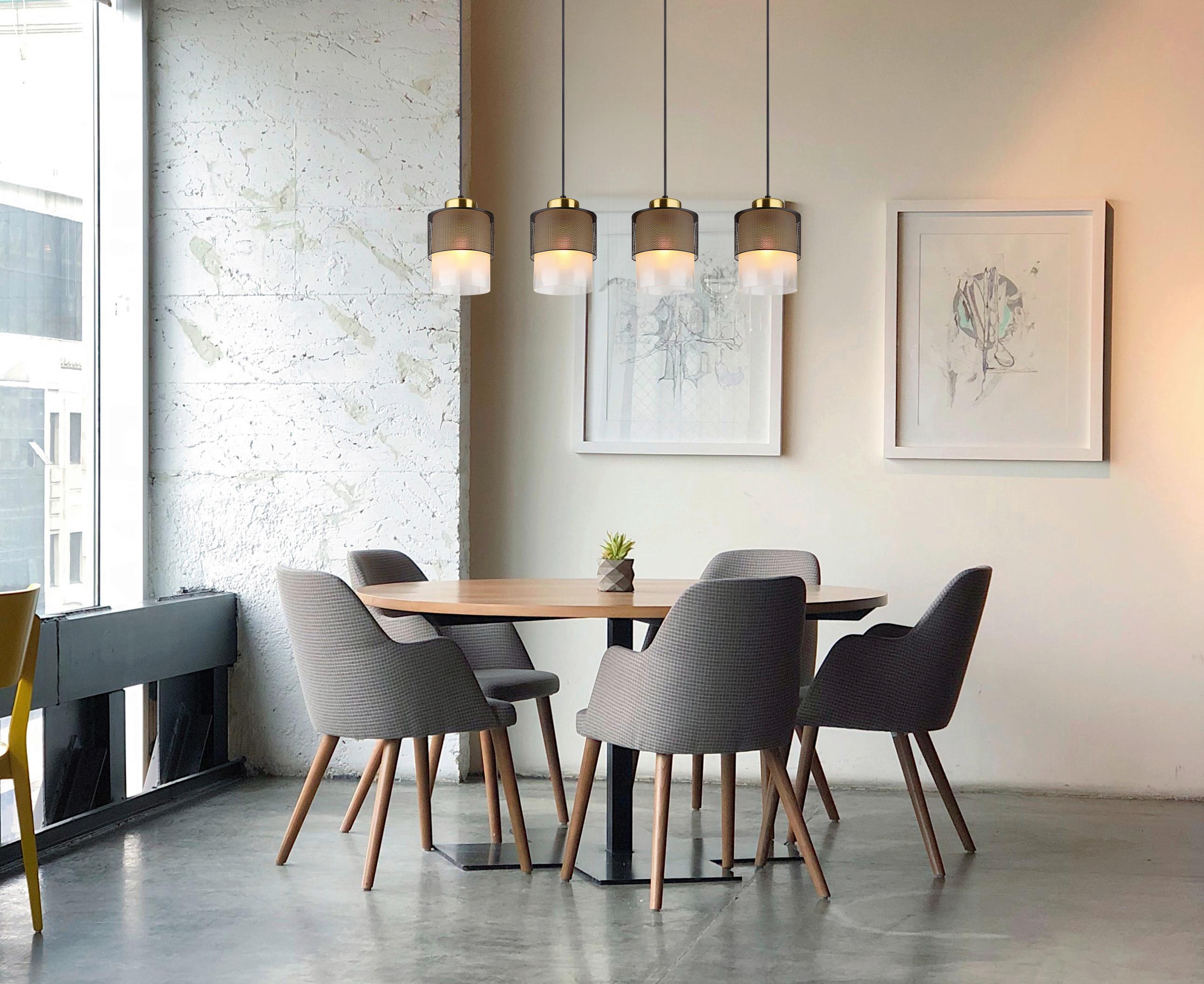 Hängeleuchte 15709-4h - Klar/Messingfarben, Design, Glas/Metall (91/16/120cm) - Globo