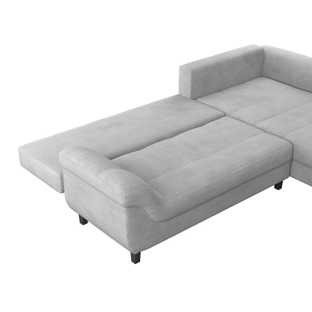 Ecksofa mit Schlaffunktion Mendoza New Chenille 309x197cm - Blaugrau/Schwarz, KONVENTIONELL, Textil (309/197cm) - Ondega