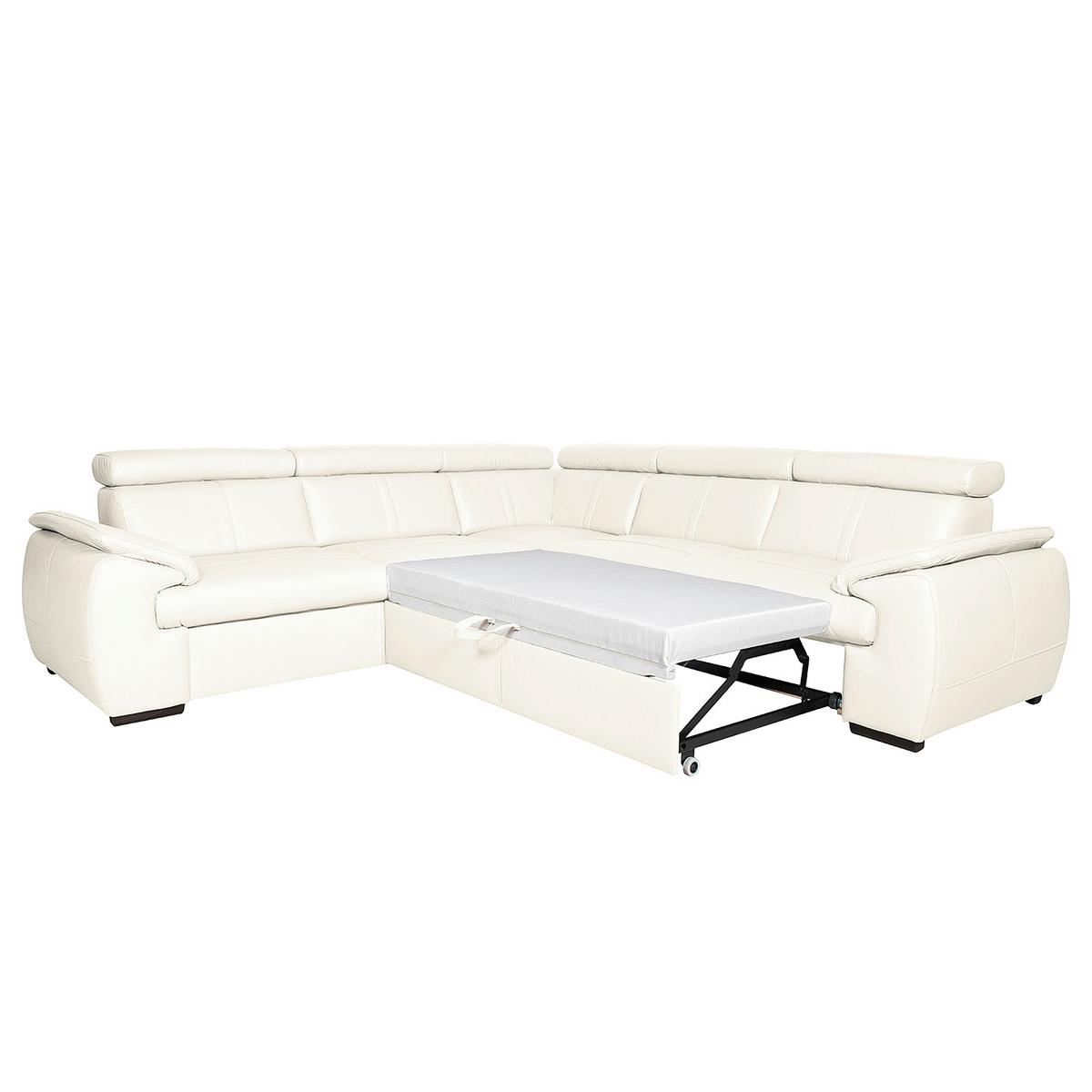 Ecksofa City Weiß B: 265x265 Cm - Wengefarben/Weiß, Design, Leder (265/265cm) - Livetastic