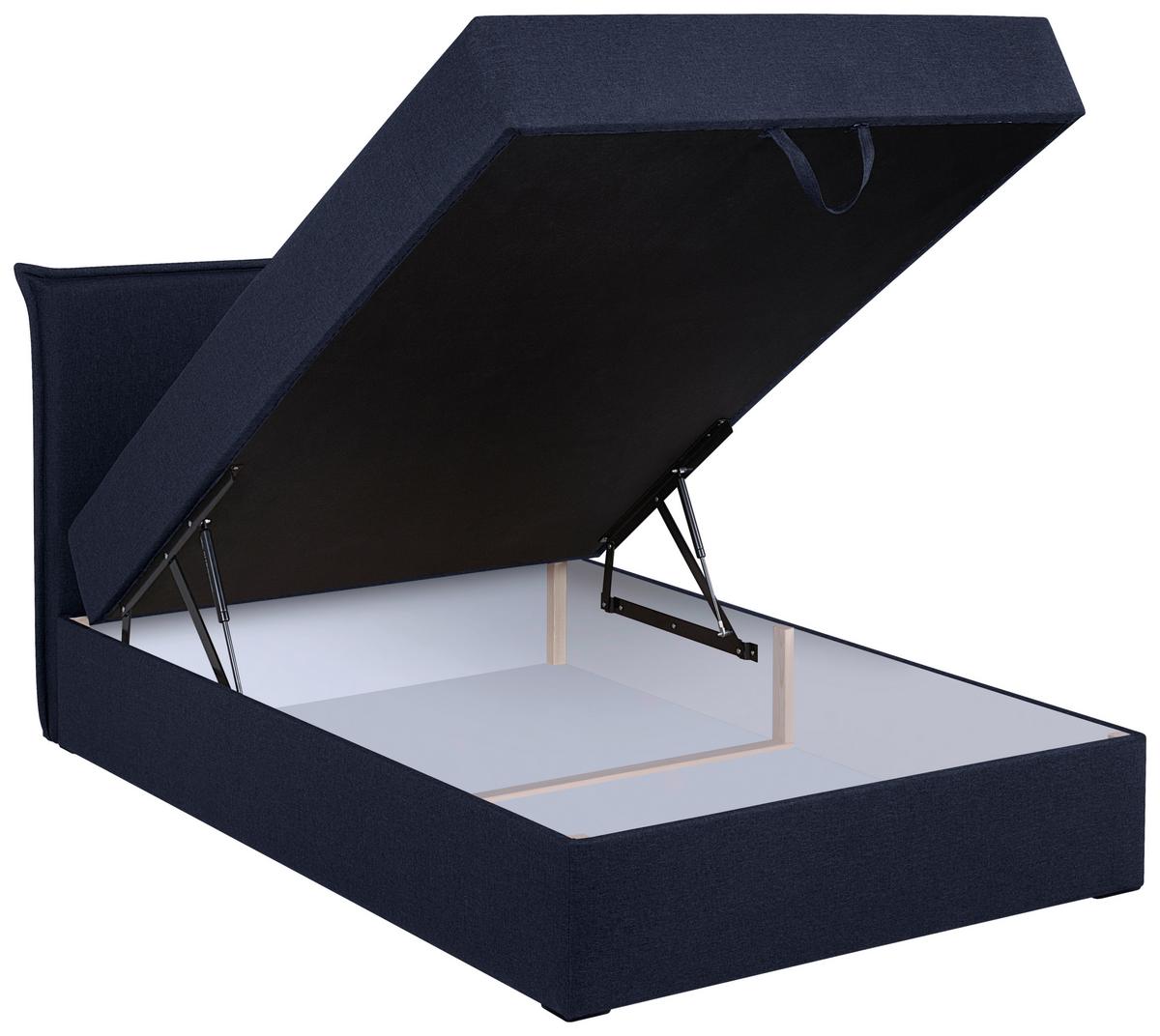 Boxspringbett Jolly 2 120x200 Dunkelblau - Schwarz/Dunkelblau, MODERN, Holzwerkstoff/Textil (120/200cm)