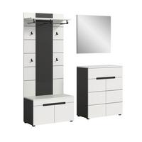 Garderobe Canu 4-Teilig Grau/Weiß B: 175 cm - Weiß/Grau, Design, Holzwerkstoff (175/190/37cm) - Livetastic
