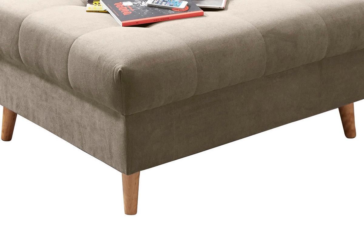 Polsterhocker Alice Sandfarben Webstoff H: 48 cm Holzbeine - Sandfarben/Kieferfarben, KONVENTIONELL, Holzwerkstoff/Textil (106/48/80cm) - MID.YOU