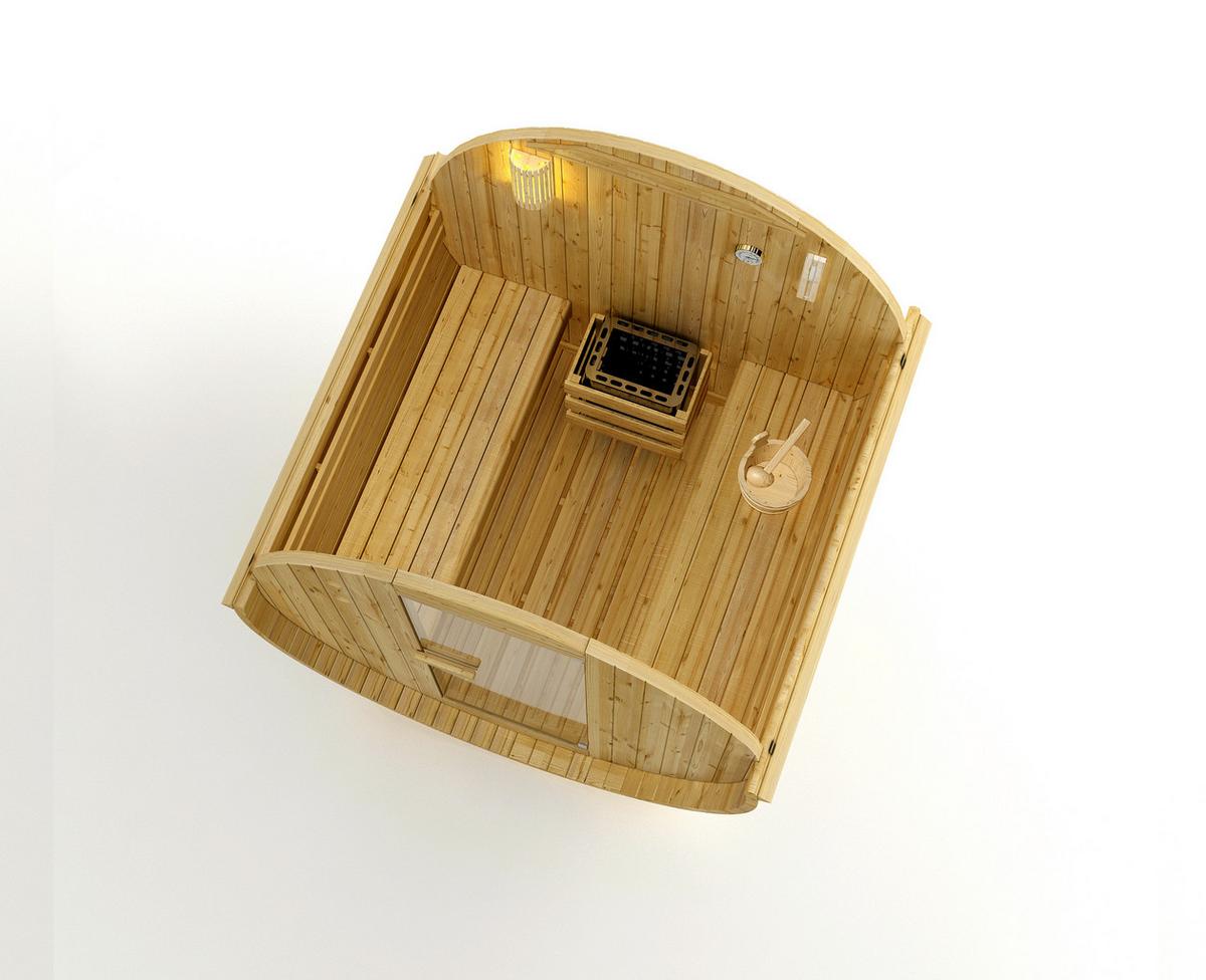 SAUNAFASS Tromsö Fichtefarben B: 180 cm - Fichtefarben, KONVENTIONELL, Glas/Holz (189/180/191,5cm) - Sanotechnik