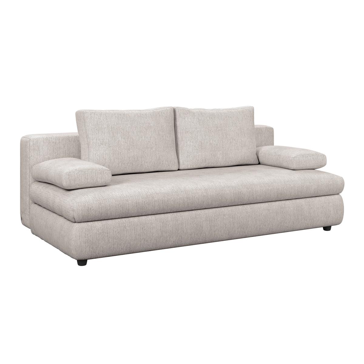 3-sitzer-sofa Mit Schlaffunktion Olso Beige - Beige/Schwarz, Trend, Holz/Kunststoff (205/72/100cm)