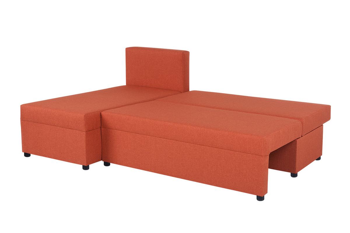 Rohová sedačka JON,oranžová, oboustranná,lůžko,úl.prostor - oranžová/černá, Design, kompozitní dřevo/textil (147/195cm) - P & B