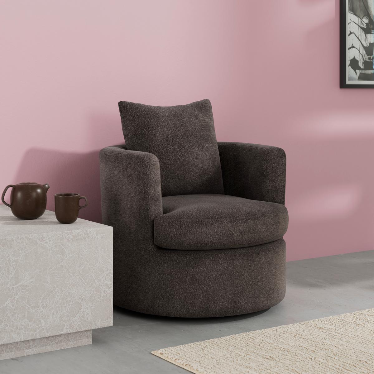 Relaxační křeslo MARIETA, hnědá žinylka, max.140 kg - černá/hnědá, Moderní, kov/dřevo (76/84/78cm) - Bessagi Home