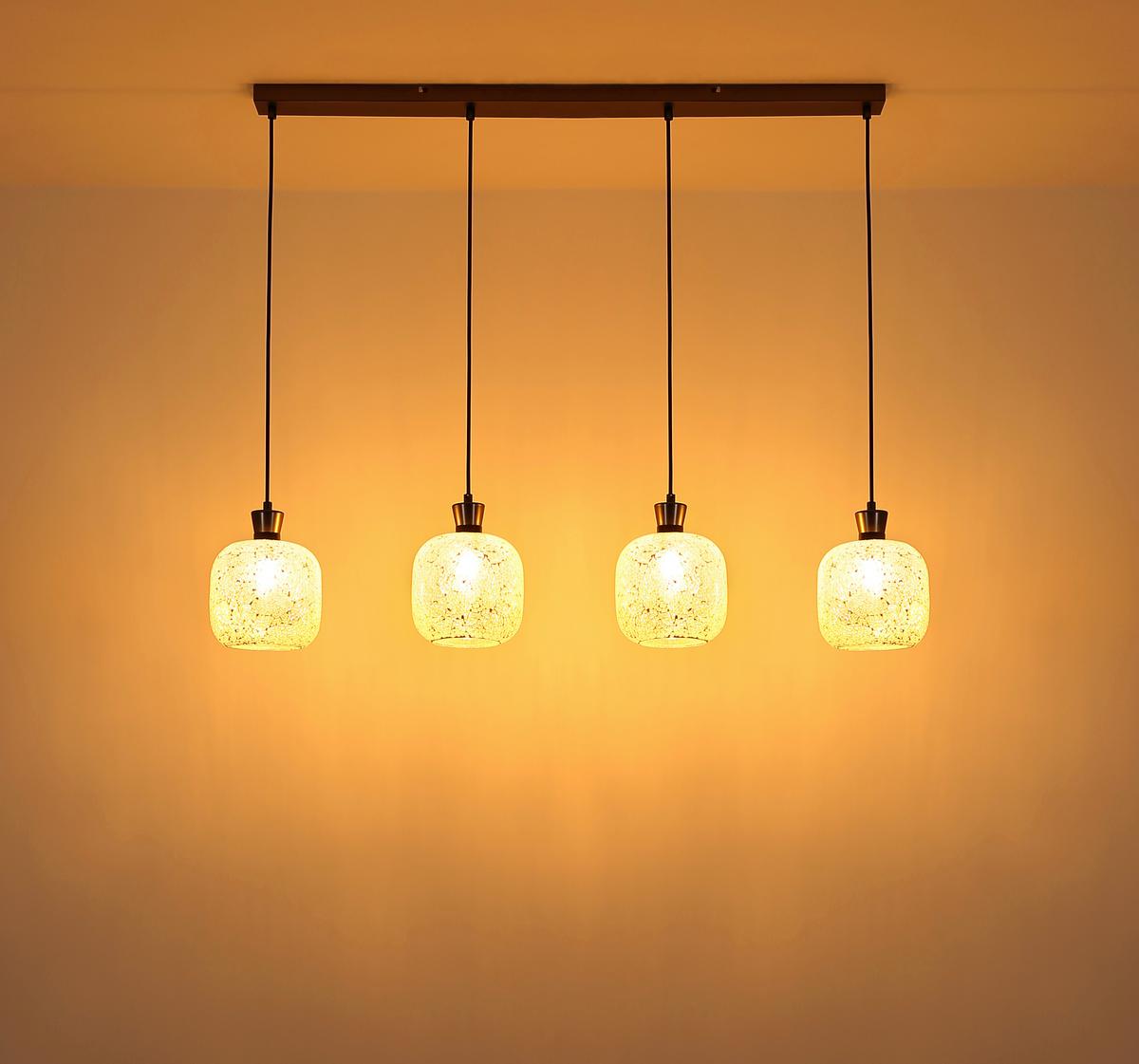 Hängeleuchte Exkl. 4xe14, 40w - Klar/Schwarzchrom, Design, Glas/Kunststoff (106/16/120cm) - Globo