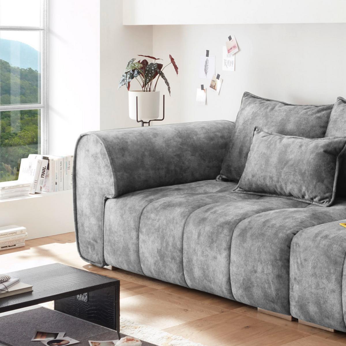 Big Sofa London Mit Rückenkissen B: 316 Cm Grau - Silberfarben/Grau, MODERN, Textil (316/90/112cm) - Livetastic