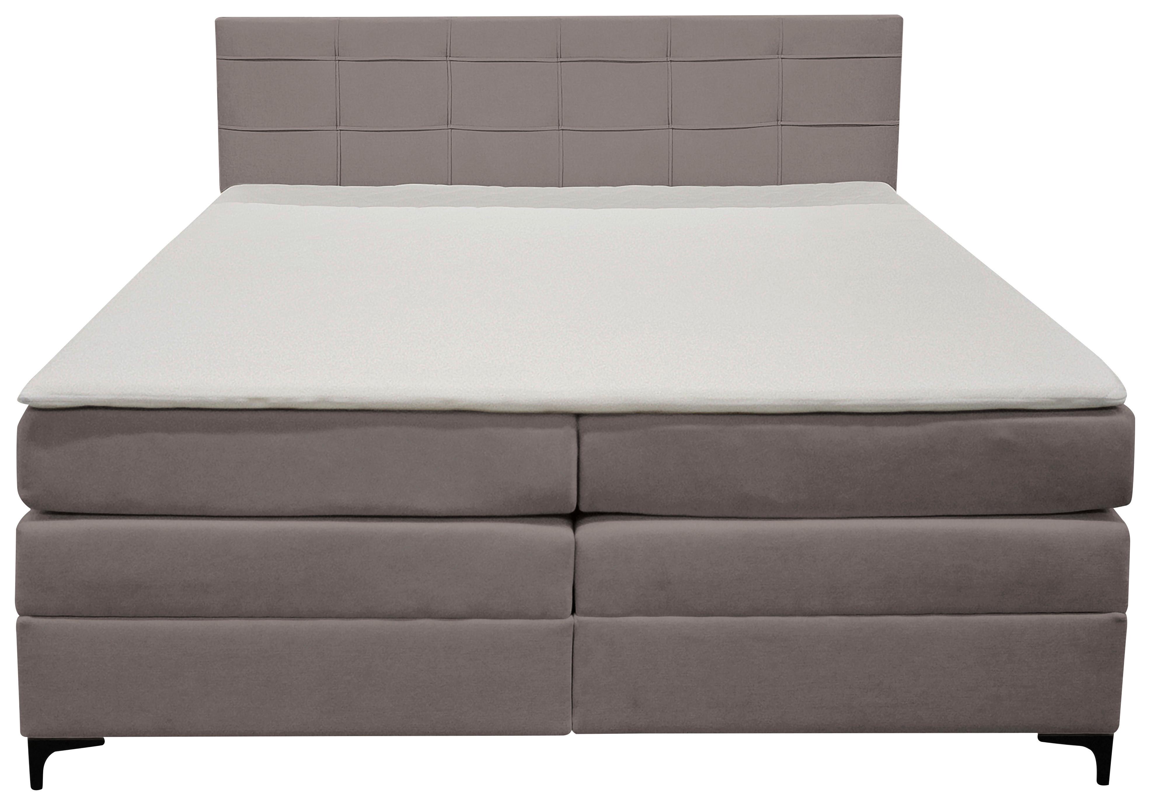 Boxspringbett Mitto mit Topper 180x200 cm - Taupe/Schwarz, KONVENTIONELL, Textil/Metall (180/200cm)