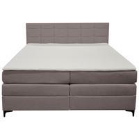 Boxspringbett Mitto mit Topper 140x200 cm - Taupe/Schwarz, KONVENTIONELL, Textil/Metall (140/200cm)