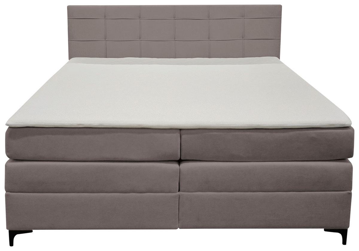 Boxspringbett Mitto mit Topper 140x200 cm - Taupe/Schwarz, KONVENTIONELL, Textil/Metall (140/200cm)