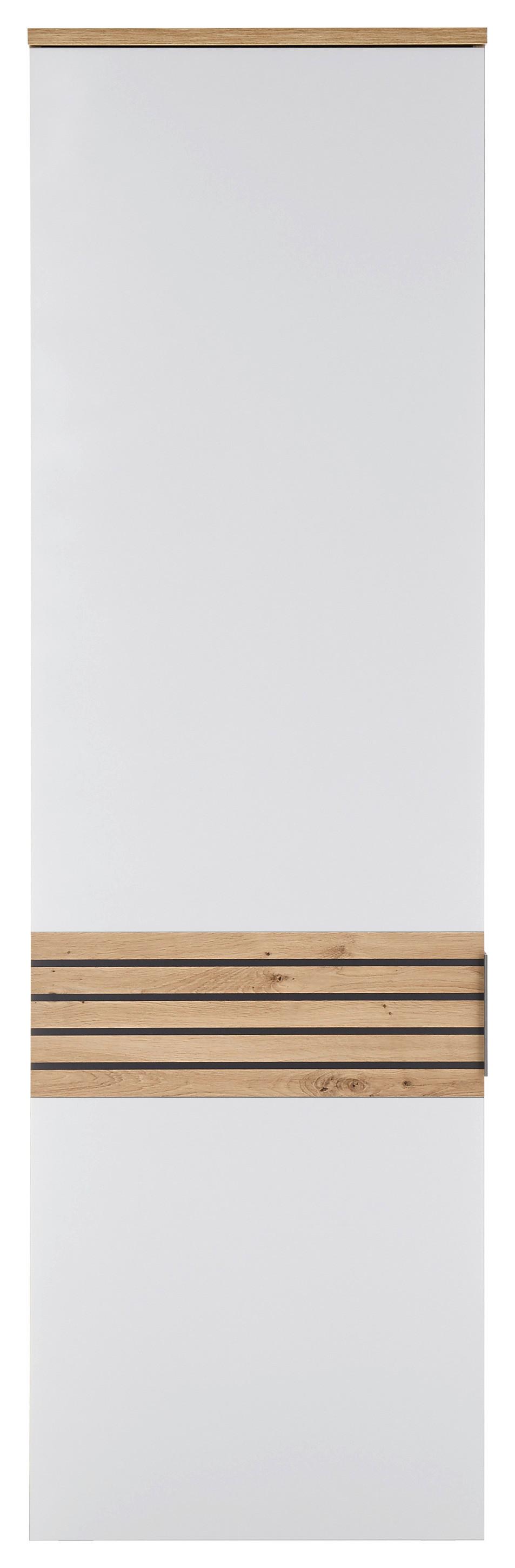 Garderobenschrank Milan Weiß/ Eiche Dekor B: 60 cm - Dunkelgrau/Weiß, Design, Holzwerkstoff (60/200/38cm) - MID.YOU