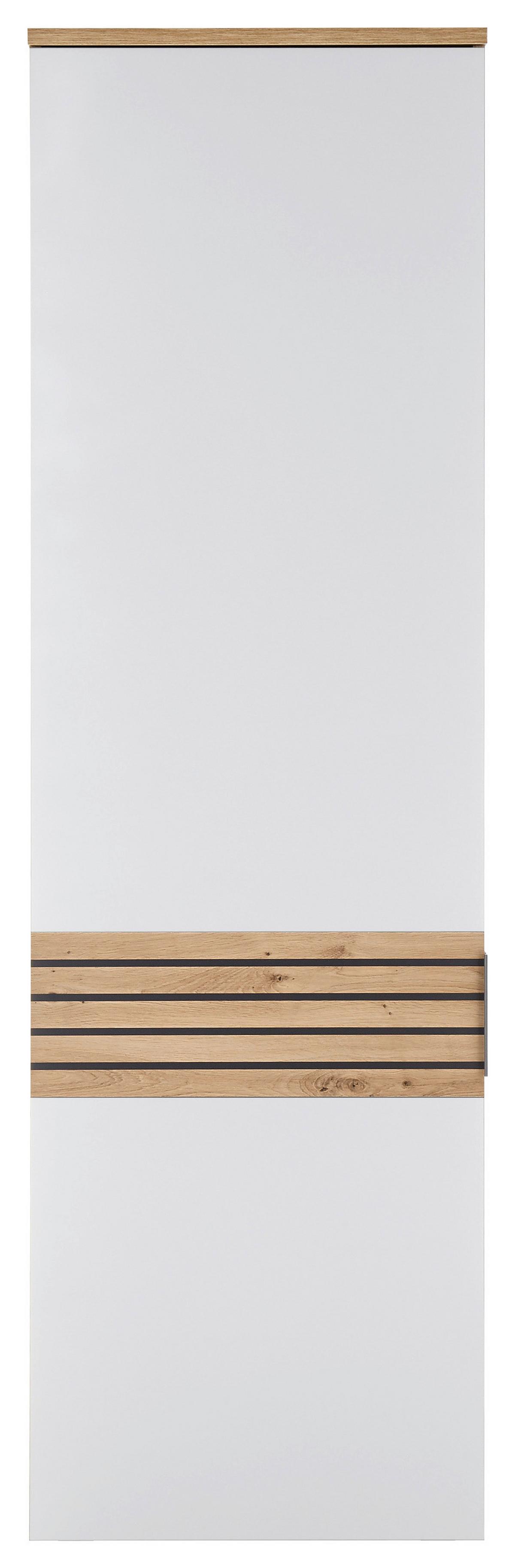 Garderobenschrank Milan Weiß/ Eiche Dekor B: 60 Cm - Dunkelgrau/Weiß, Design, Holzwerkstoff (60/200/38cm) - MID.YOU