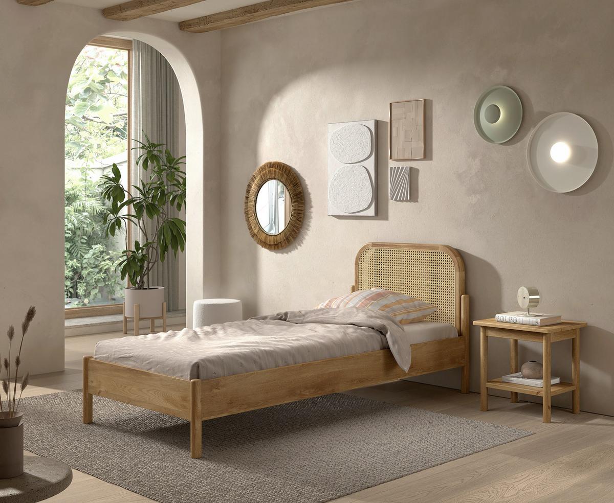 BETT Olive Eichefarben 90x200cm - Eichefarben, MODERN, Holz/Holzwerkstoff (90/200cm) - Vipack
