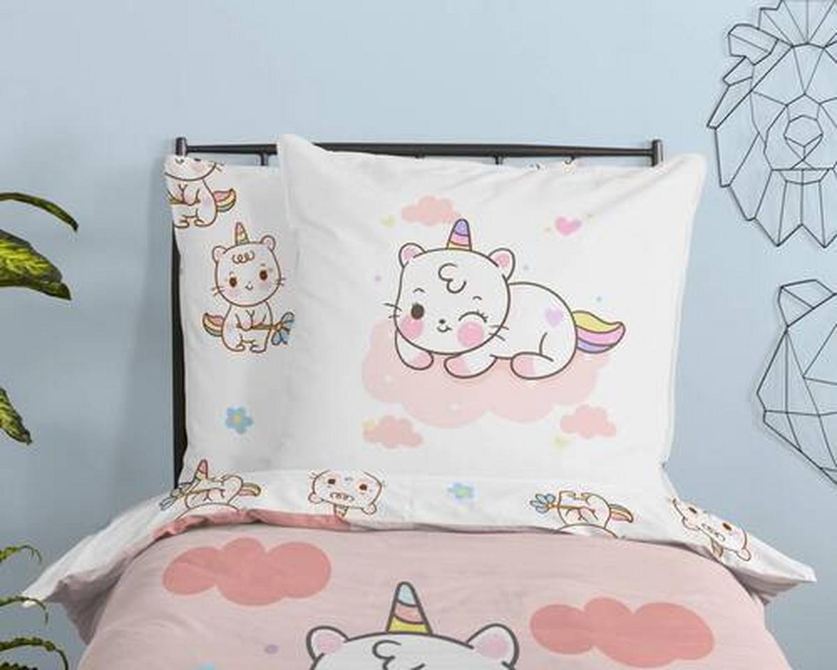 Jugendbettwäsche Puk Rosa Rot Weiß 135x200 Cm - Rot/Rosa, Design, Textil (135/200cm)