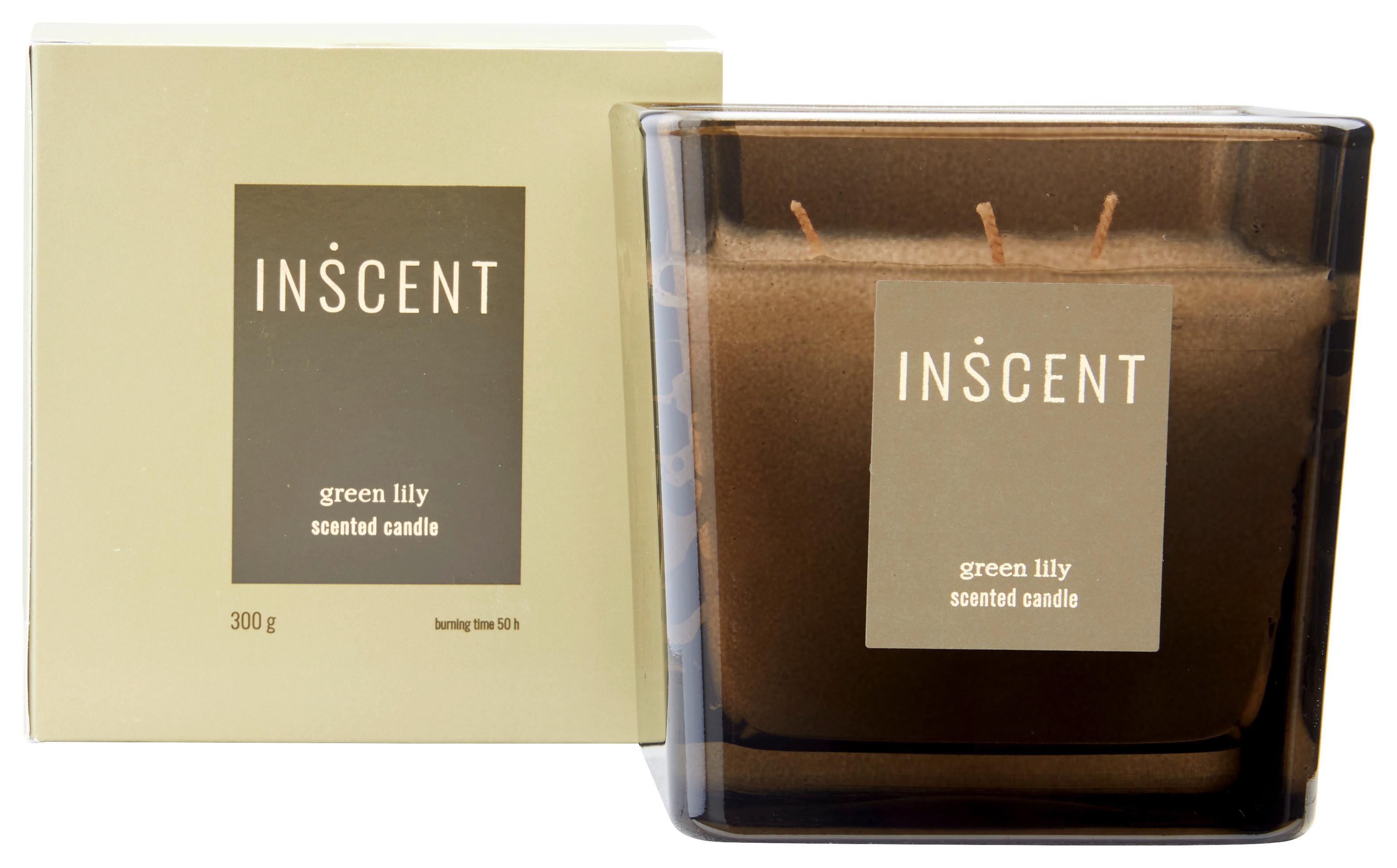 VONNÁ SVÍČKA GREEN LILY - bílá/čiré, Design, sklo (10/10/10cm) - Inscent