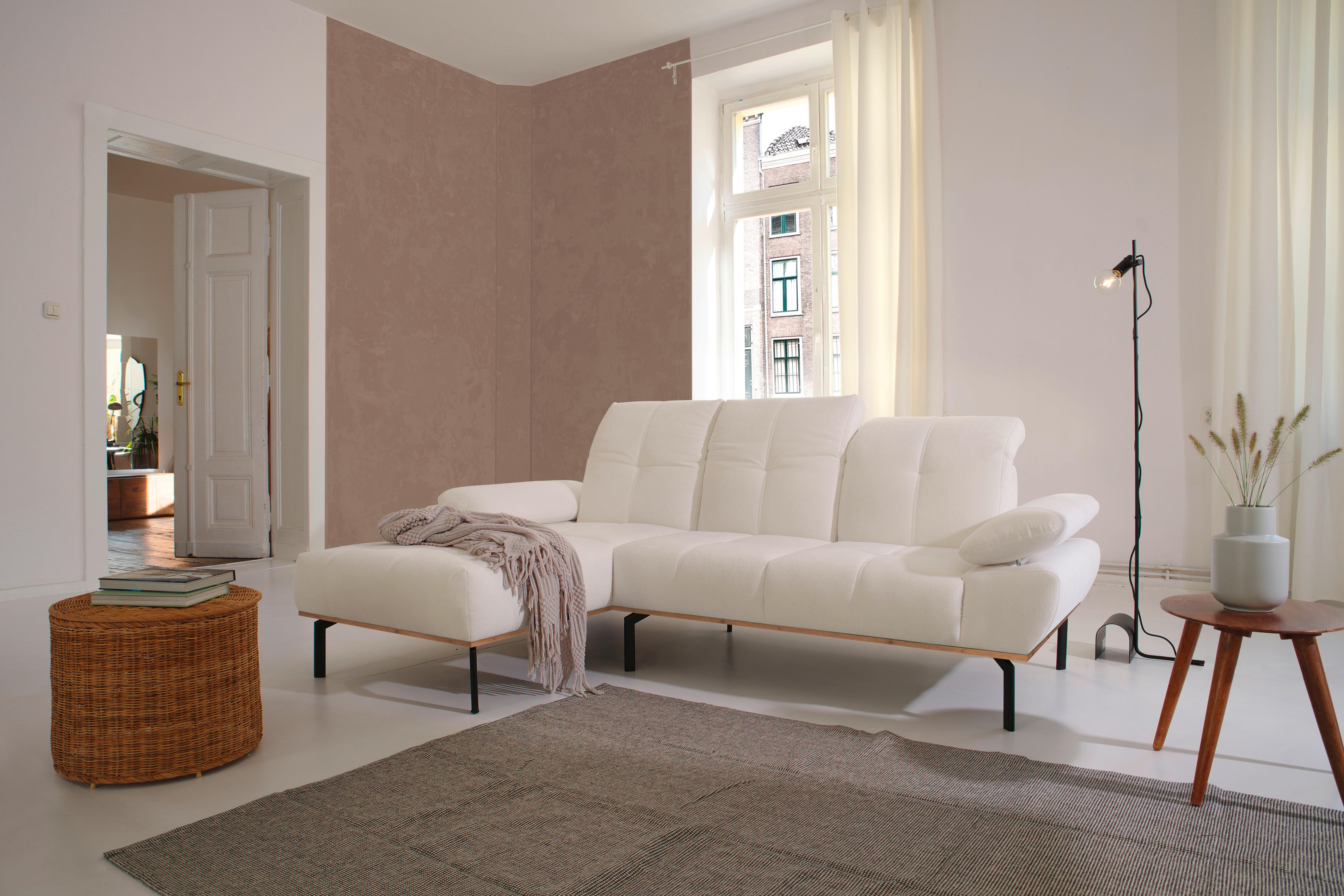 Ecksofa Weiß S: 242x170 cm - Wildeiche/Schwarz, Design, Holz/Textil (242/170cm) - MID.YOU