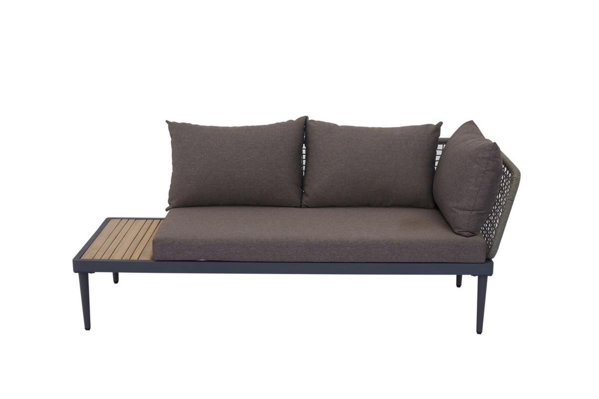 Loungegarnitur 3-Tlg Korsika Holz/Metall/Textil mit Kissen - Anthrazit/Grau, MODERN, Holz/Textil - Beldano