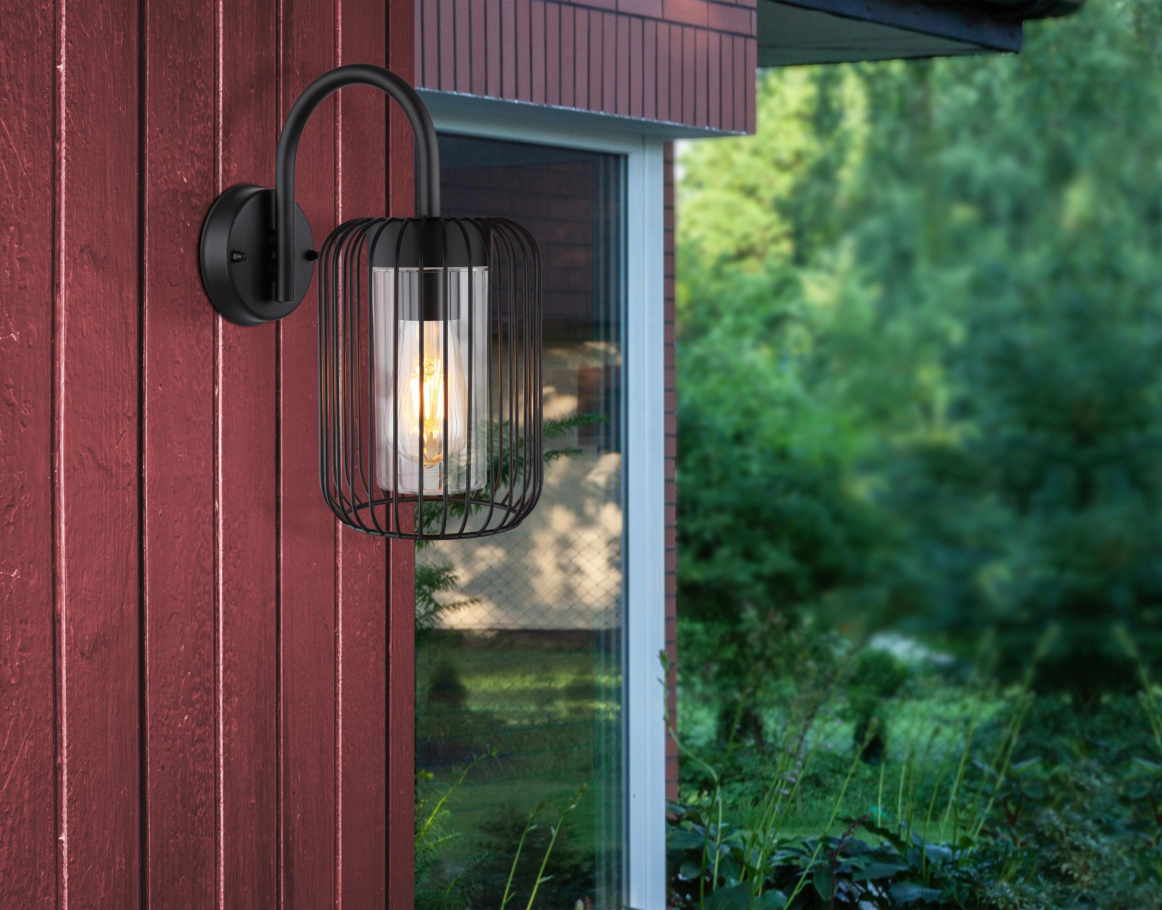 Außenleuchte 31985 Ip44 - Klar/Schwarz, Design, Kunststoff/Metall (16/25/32,5cm) - Globo