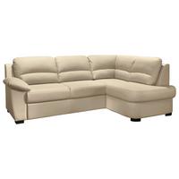 Ecksofa Schlaffunktion Danilo Mit Bettkasten Beige Lederlook - Beige/Schwarz, KONVENTIONELL, Textil (240/45/165cm) - MID.YOU