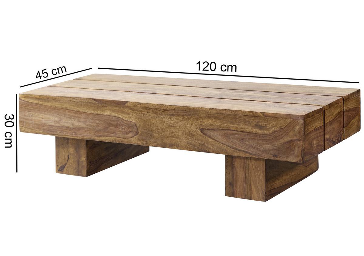 Drevený konferenčný stolík SIRA, sheesham - farba indického palisandra, Design, drevo (120/45cm) - MID.YOU