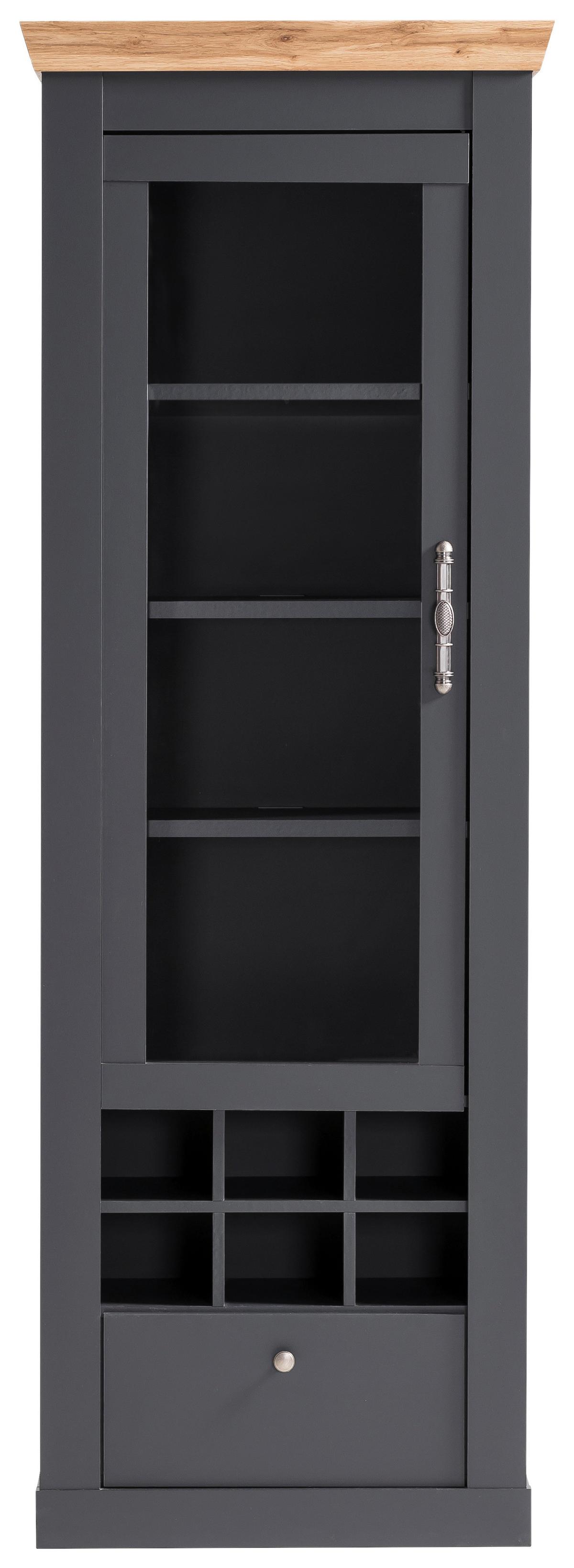 Vitrine Catania Anthrazit/Eiche B: 72cm - Anthrazit/Eiche Wotan, Design, Holzwerkstoff (72/201/38cm) - MID.YOU