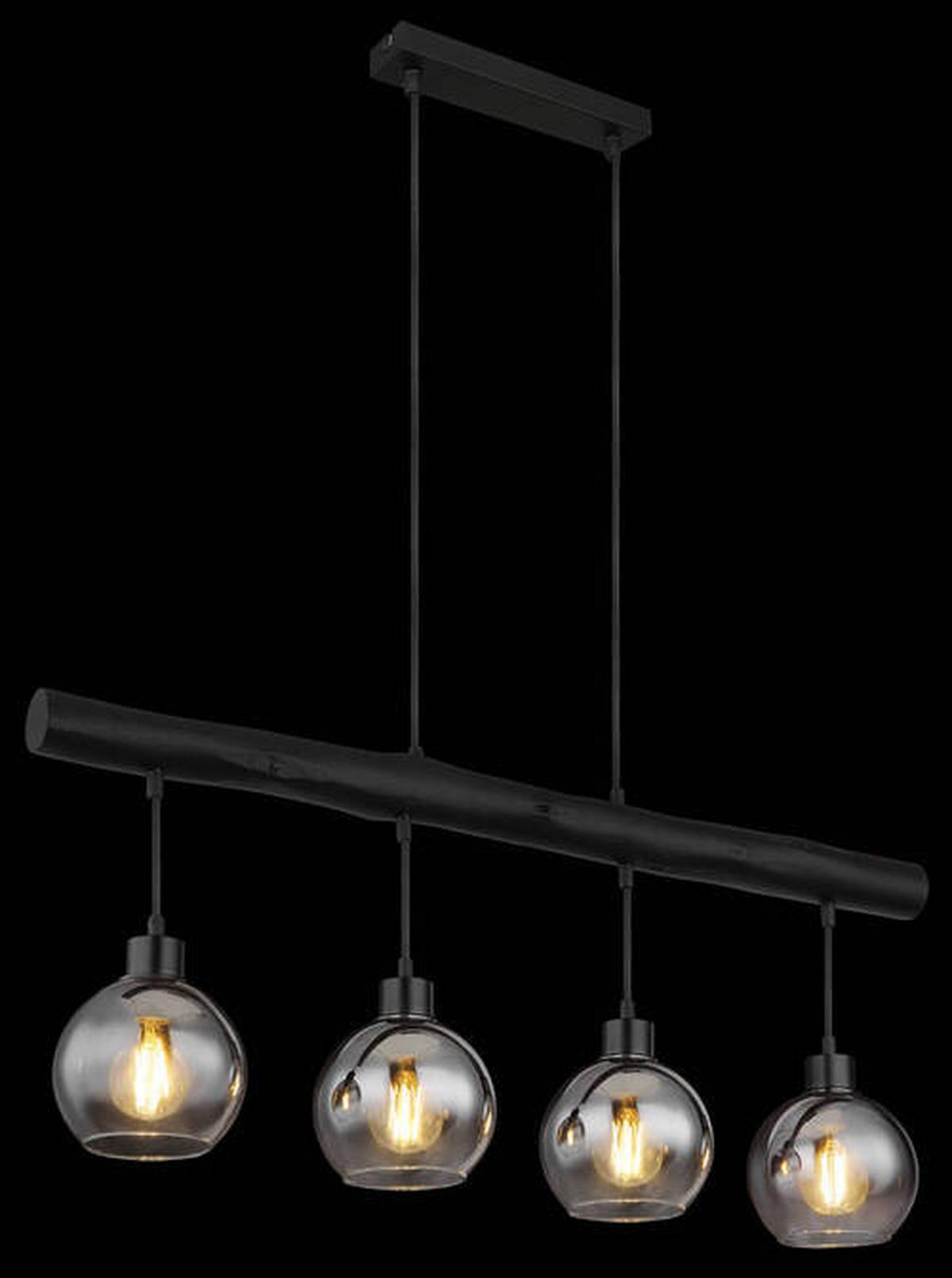 Hängeleuchte Grau Schwarz L: 85 cm - Schwarz/Grau, Design, Glas/Holz (85/15/120cm) - Globo