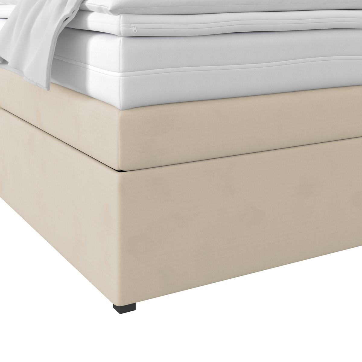 Boxspringbett Mit Topper & Bettkasten 160x200 Rossa - Creme/Schwarz, MODERN, Holzwerkstoff/Textil (160/200cm)