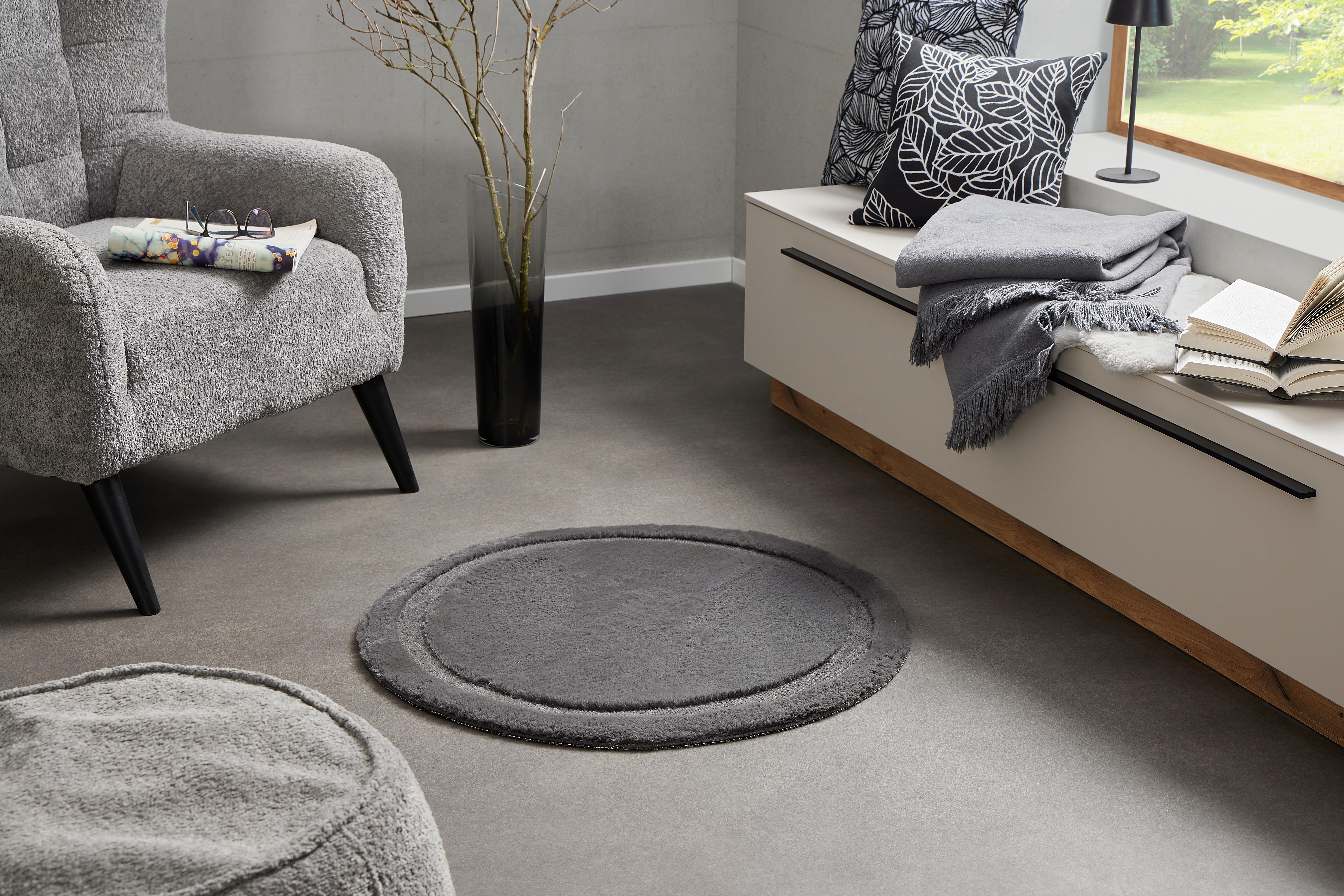 Fellteppich Oliver - Dunkelgrau/Grau, MODERN, Textil (80cm) - Luca Bessoni