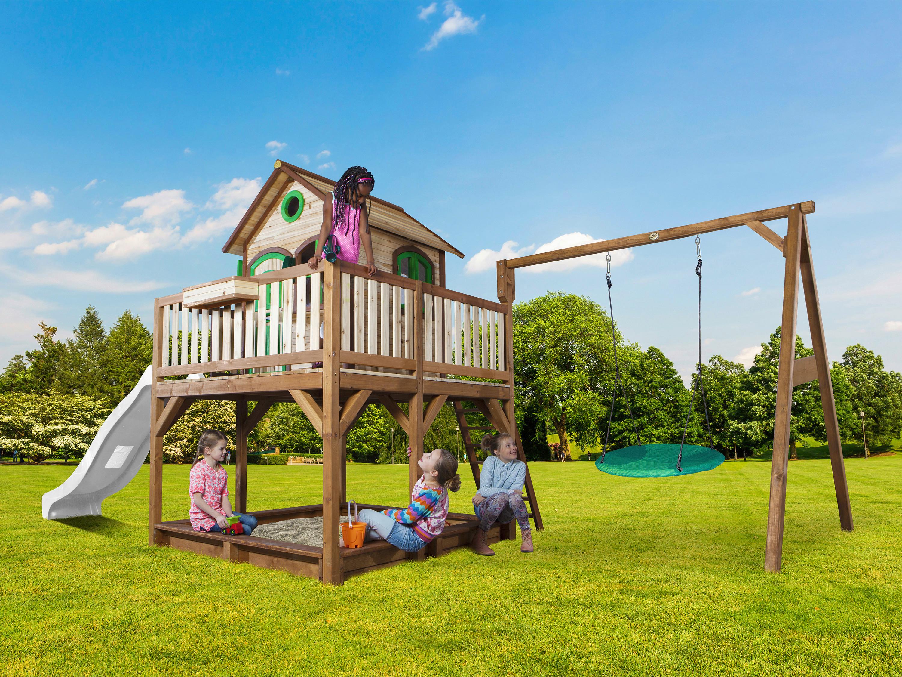 Spielturm A030.154.90 - Braun/Weiß, KONVENTIONELL, Holz (613/291/277cm) - Ambia Garden