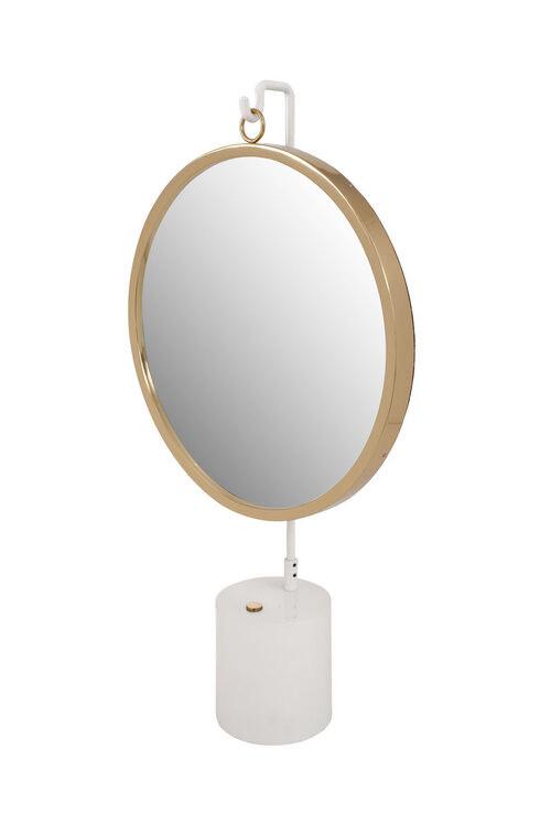 Tischspiegel Eleganca H: 75 cm Metallrahmen Weiß/Goldfarben - Goldfarben/Weiß, LIFESTYLE, Glas/Metall (41/75/14cm) - Kayoom